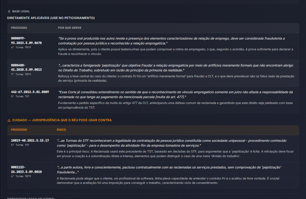 Actori — base legal e jurisprudência aplicável ao caso