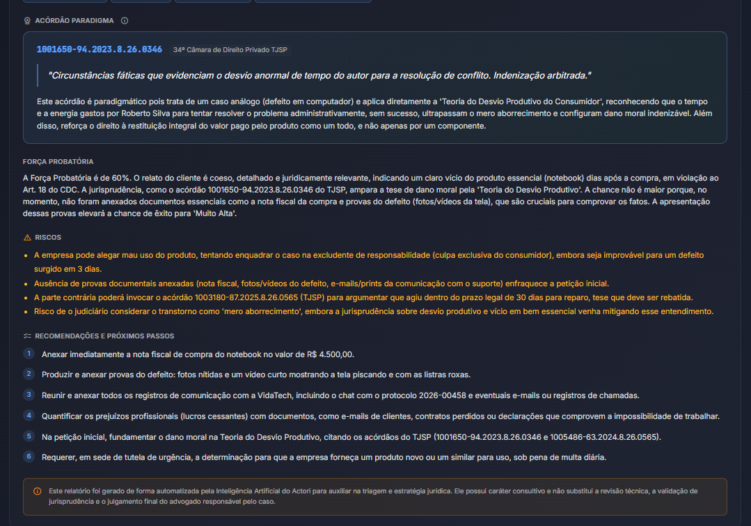 Actori — análise da IA e base legal